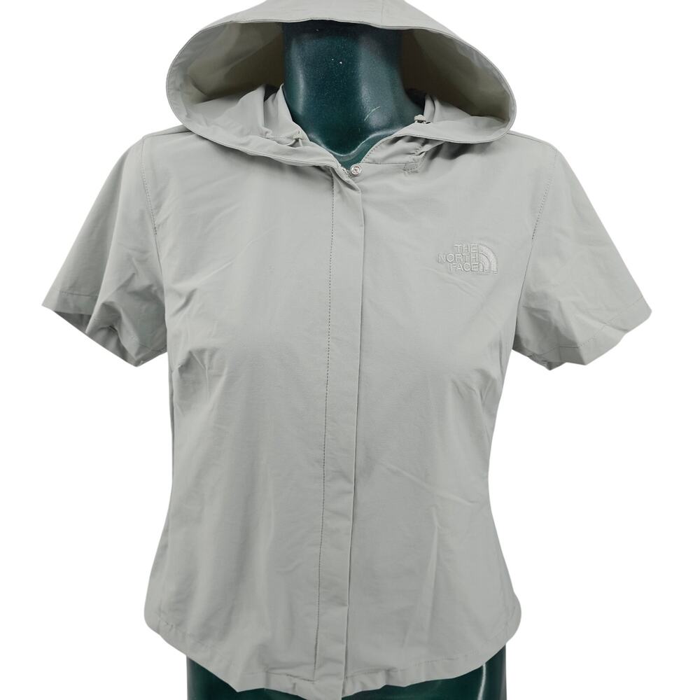 The North Face women's short-sleeve hooded windbreaker jacket Top Gray M 4211